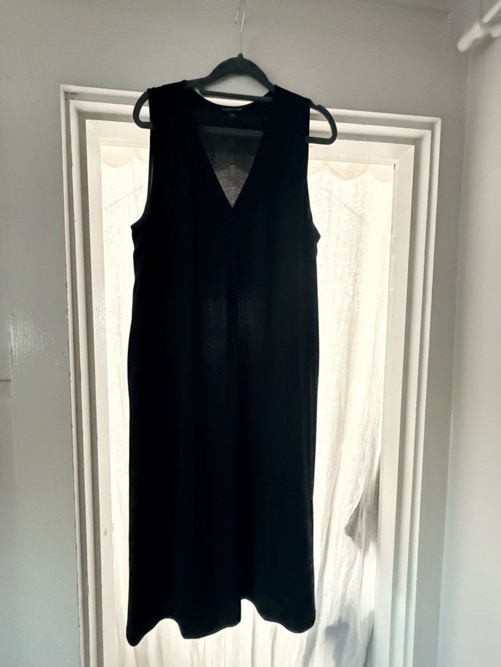 Eileen Fisher Black Sleeveless V-Neck Maxi Dress